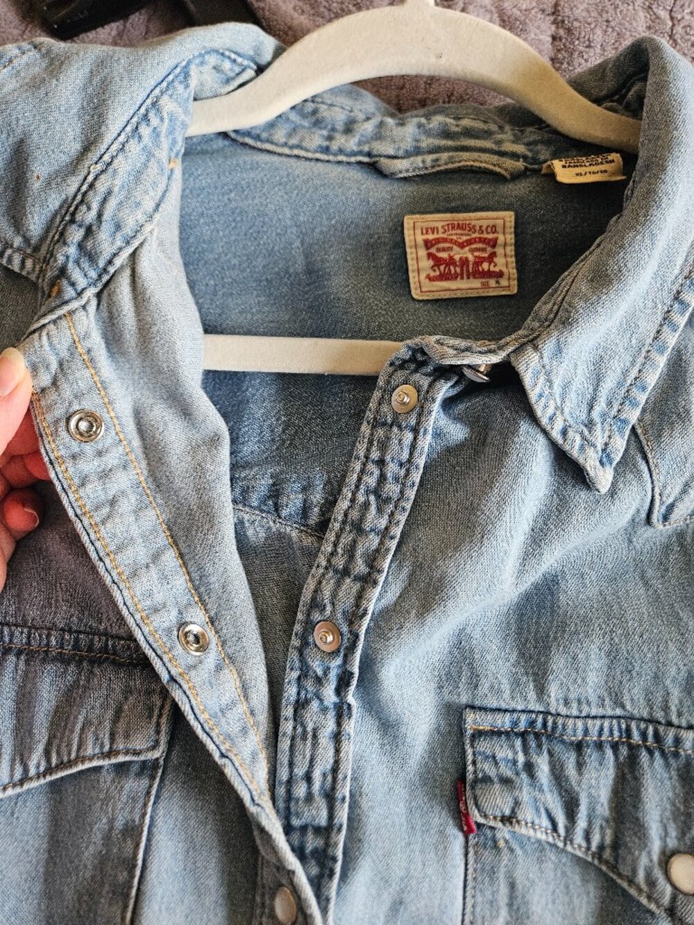 Levi light blue Denim Western Long Sleeve Shirt - Picture 10 of 10